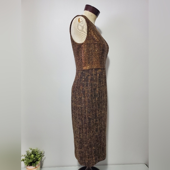BADGLEY MISCHKA bronze top and wool skirt dress. Size 8 but seems a bit smaller - Picture 4 of 15